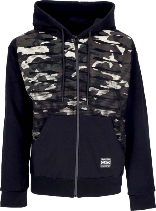 PROPAGANDA-Felpa-Cappuccio-Zip-Uomo-Ribs-Zip-Hoodie-Black-da-uomo