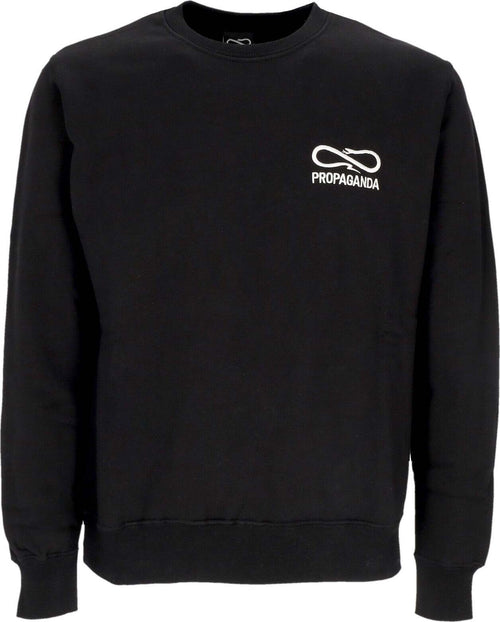 PROPAGANDA-Felpa-Girocollo-Uomo-Logo-Embroidery-Crewneck-Black-da-uomo