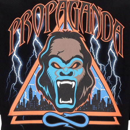 PROPAGANDA-Felpa-Leggera-Cappuccio-Manica-Corta-Uomo-Triangle-Gorilla-Short-Hoodie-Black-da-uomo