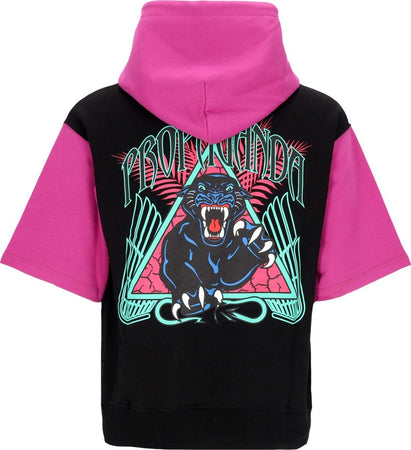 PROPAGANDA-Felpa-Leggera-Cappuccio-Manica-Corta-Uomo-Triangle-Panther-Short-Hoodie-Black-da-uomo