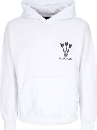 PROPAGANDA-Felpa-Leggera-Cappuccio-Uomo-Darts-Hoodie-White-da-uomo