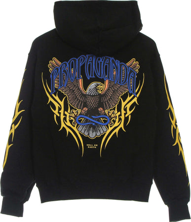 PROPAGANDA-Felpa-Leggera-Cappuccio-Uomo-Eagle-Hoodie-Black-da-uomo