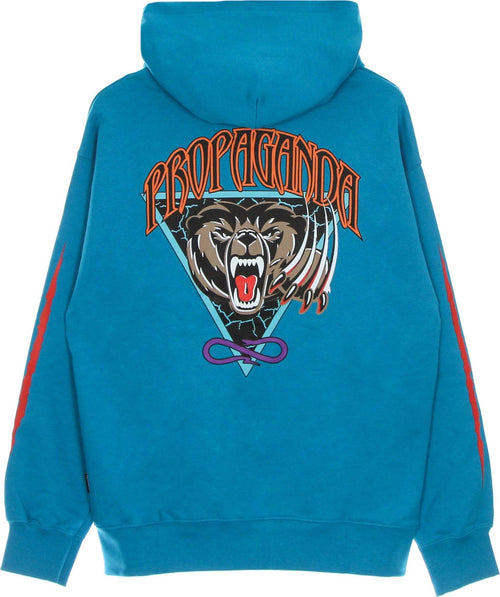 PROPAGANDA-Felpa-Leggera-Cappuccio-Uomo-Grizzly-Hoodie-Turquoise-da-uomo