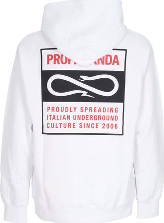 PROPAGANDA-Felpa-Leggera-Cappuccio-Uomo-Label-Classic-Hoodie-White-da-uomo