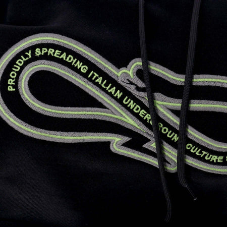 PROPAGANDA-Felpa-Leggera-Cappuccio-Uomo-Logo-Baseball-Hoodie-Black-da-uomo