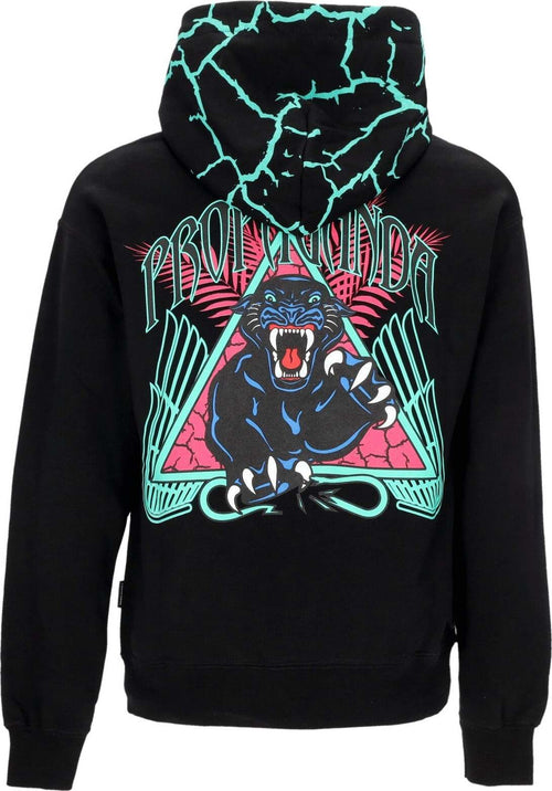 PROPAGANDA-Felpa-Leggera-Cappuccio-Uomo-Triangle-Panther-Hoodie-Black-da-uomo