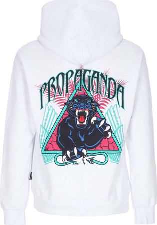PROPAGANDA-Felpa-Leggera-Cappuccio-Uomo-Triangle-Panther-Hoodie-White-da-uomo