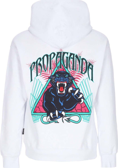 PROPAGANDA-Felpa-Leggera-Cappuccio-Uomo-Triangle-Panther-Hoodie-White-da-uomo