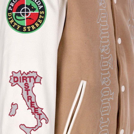 PROPAGANDA-Giubbotto-College-Uomo-Dirty-Street-College-Jacket-Camel-da-uomo