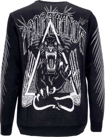 PROPAGANDA-Maglione-Uomo-Jacquard-Jumper-Black-da-uomo