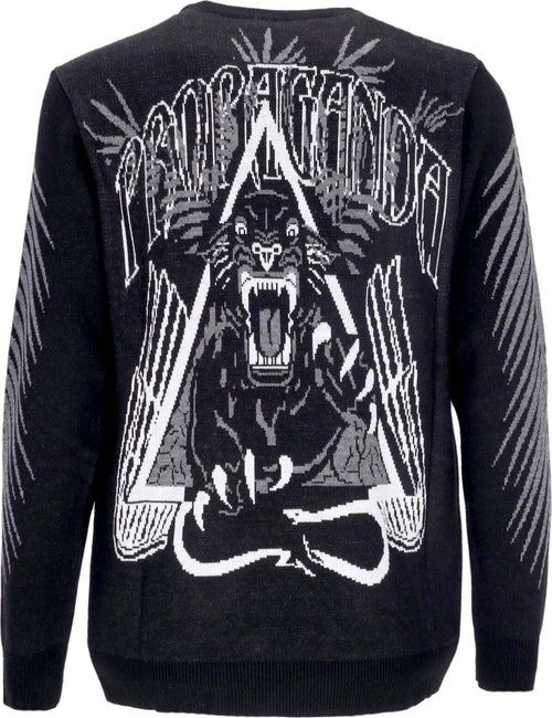 PROPAGANDA-Maglione-Uomo-Jacquard-Jumper-Black-da-uomo