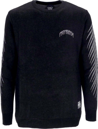 PROPAGANDA-Maglione-Uomo-Jacquard-Jumper-Black-da-uomo