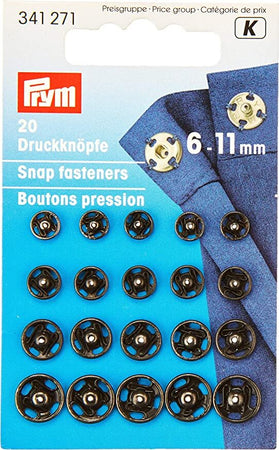 PRYM---CONFEZIONE-DA-20-PEZZI---BOTTONI-A-PRESSIONE-DA-CUCIRE-9MM-IN-POLIURETANO-COLORE-NERO