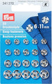 PRYM---CONFEZIONE-DA-20-PEZZI---BOTTONI-AUTOMATICI-DA-6-A-11MM---IN-OTTONE-COLORE-ARGENTO