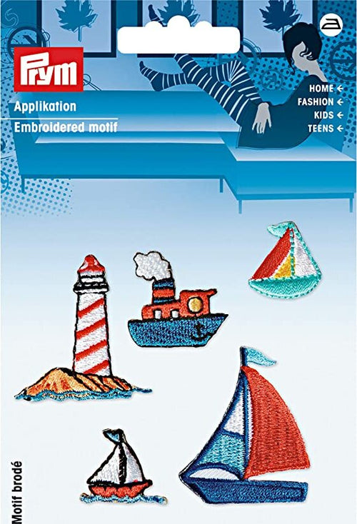PRYM---ETICHETTE-RICAMATE-FORME-NAVI-CON-FARO---APPLICAZIONE-TERMOADESIVA