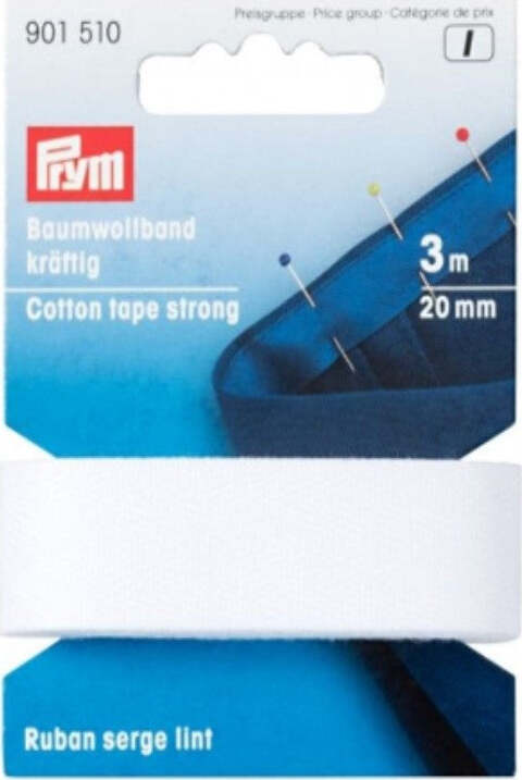 PRYM---FETTUCCIA-DI-COTONE-RESISTENTE-20MM-x-3MT---COLORE-BIANCO