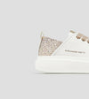 Alexander Smith Donna sneakers in pelle bianca e tallone beige con strass