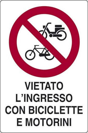 PUBBLICENTRO---CARTELLO-VIETATO-L'INGRESSO-CON-BICICLETTE-E-MOTORINI-300X200mm-IN-ALLUMINIO