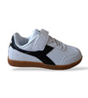 Diadora Kyoto – Sneakers Indoor Bambino Bianco Nero | Pelle Sintetica e Velcro | Taglie 28-35