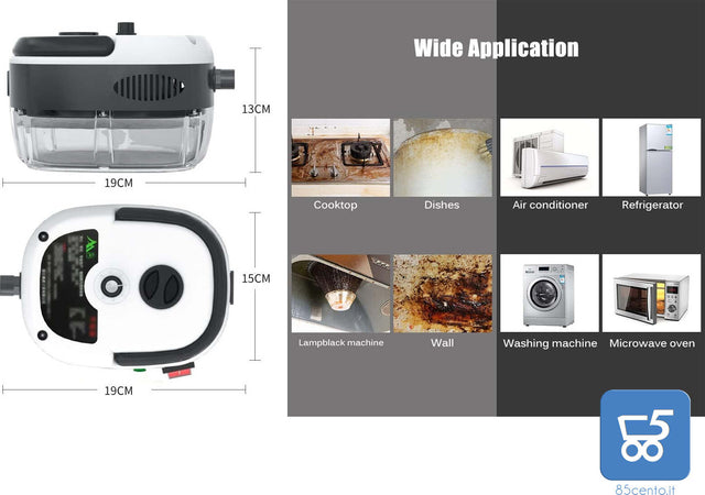 Pulitore a Vapore Portatile da 2500 W Pressurizzato ad Alta Temperatura con Testine per Mobili da Cucina Bagno Auto
