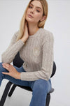 Pullover-Ralph-Lauren-Maglione-Donna-Trecce-Girocollo-In-Cotone-Beige-Melange