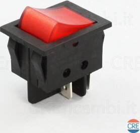 Pulsante-Bipolare-Luminoso-Rosso,-16A,-25.5x23.5mm,-4-Faston-da-6.3mm