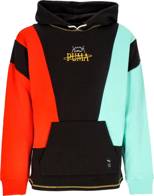 PUMA-Felpa-Cappuccio-Uomo-In-the-Paint-Pullover-Black/color-Block-da-uomo