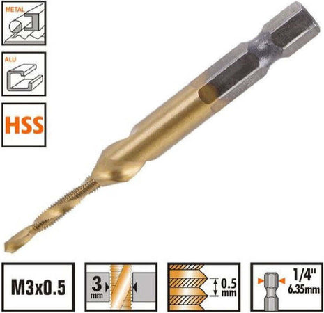 Punta Per Trapano M3x0.5mm In Titanio Hss Con Filettatura Metrica Metallo 57209 Fai da te/Utensili elettrici e a mano/Accessori per utensili elettrici/Set punte per trapani Trade Shop italia - Napoli, Commerciovirtuoso.it