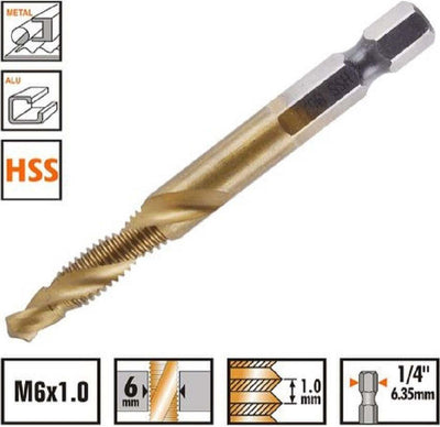 Punta Per Trapano M6x1.0 Mm In Titanio Hss Con Filettatura Metrica Metallo 57212 Fai da te/Utensili elettrici e a mano/Accessori per utensili elettrici/Set punte per trapani Trade Shop italia - Napoli, Commerciovirtuoso.it
