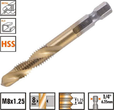 Punta Per Trapano M8x1.25mm In Titanio Hss Con Filettatura Metrica Metallo 57213 Fai da te/Utensili elettrici e a mano/Accessori per utensili elettrici/Set punte per trapani Trade Shop italia - Napoli, Commerciovirtuoso.it