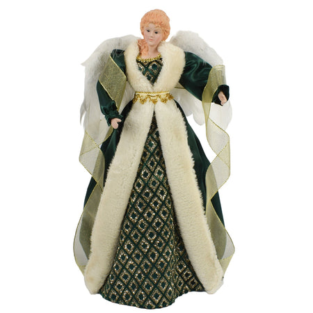 Puntale per albero di natale angelo h 45 cm decorazione natalizia ali piumate