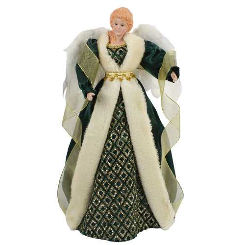Puntale per albero di natale angelo h 45 cm decorazione natalizia ali piumate