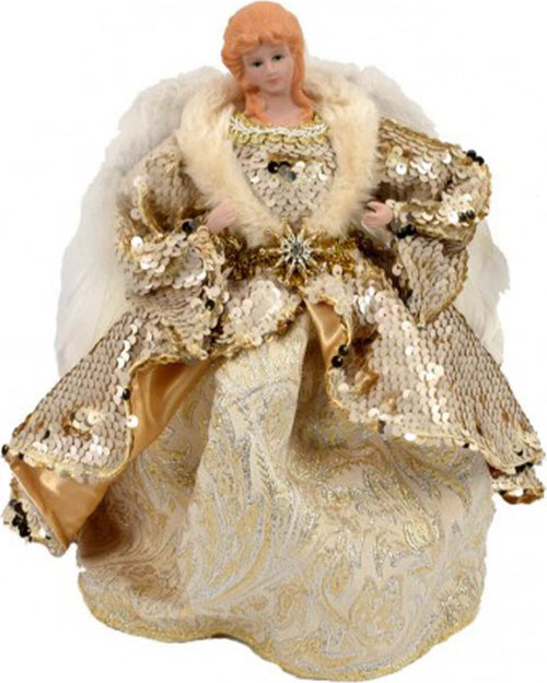 Puntale per albero di natale angelo colore oro e beige decorazione natalizia h 27 cm Casa e cucina/Decorazioni per interni/Addobbi e decorazioni per ricorrenze/Decorazioni natalizie/Punte albero di Natale MagiediNatale.it - Altamura, Commerciovirtuoso.it