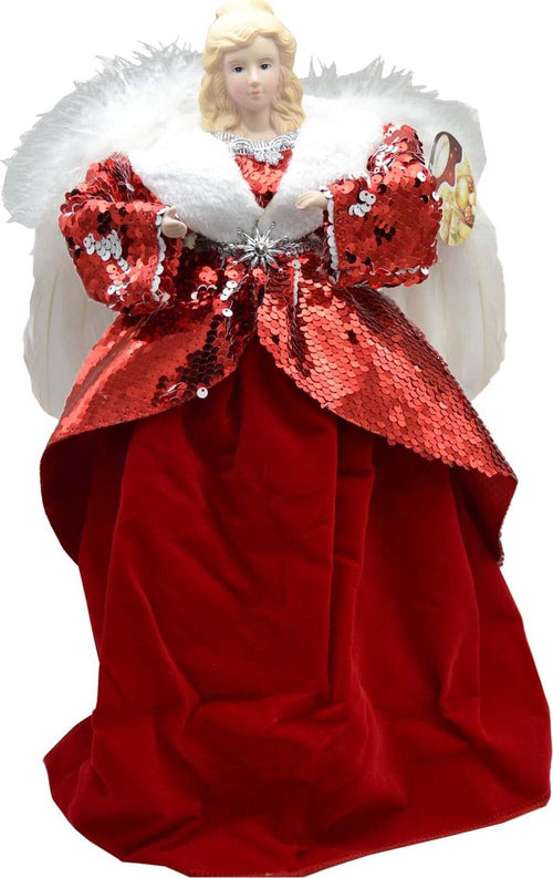 Puntale per albero di natale angelo rosso h 41 cm decorazione natalizia ali piumate Casa e cucina/Decorazioni per interni/Addobbi e decorazioni per ricorrenze/Decorazioni natalizie/Punte albero di Natale MagiediNatale.it - Altamura, Commerciovirtuoso.it