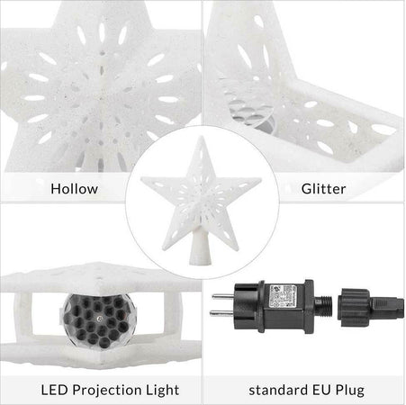 Puntale-Proiettore-LED-per-Albero-di-Natale-Forma-Stella-Bianco-Gioco-di-Luce