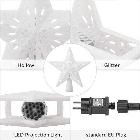 Puntale-Proiettore-LED-per-Albero-di-Natale-Forma-Stella-Bianco-Gioco-di-Luce