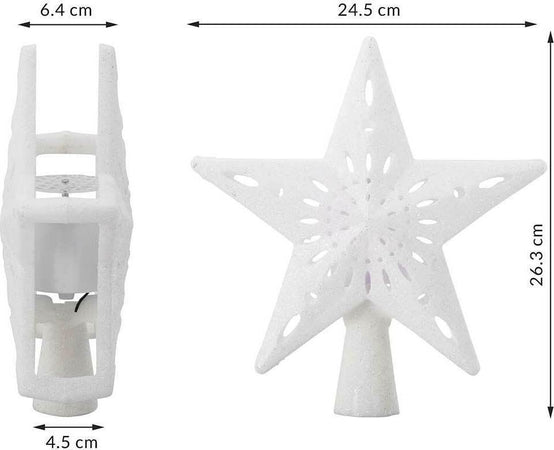 Puntale-Proiettore-LED-per-Albero-di-Natale-Forma-Stella-Bianco-Gioco-di-Luce