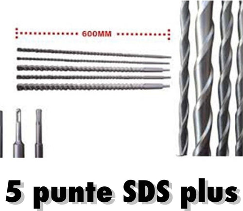 Punte giganti 600mm SDS Plus set 5 pezzi per muro cemento calcestruzzo Fai da te/Utensili elettrici e a mano/Accessori per utensili elettrici/Set punte per trapani Trade Shop italia - Napoli, Commerciovirtuoso.it