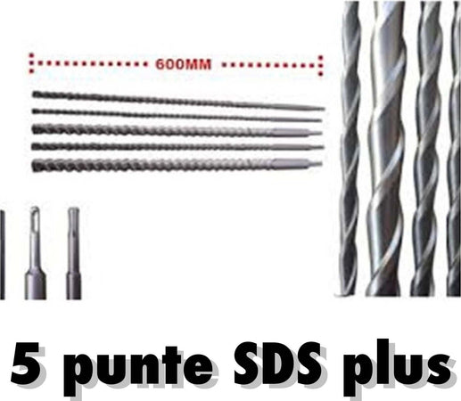 Punte giganti 600mm SDS Plus set 5 pezzi per muro cemento calcestruzzo Fai da te/Utensili elettrici e a mano/Accessori per utensili elettrici/Set punte per trapani Trade Shop italia - Napoli, Commerciovirtuoso.it