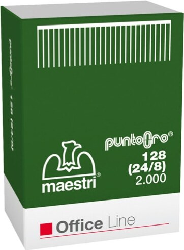 Punti 128 Oro - 24-8 - oro - Romeo Maestri - conf. 2000 pezzi [multipack] 5 pezzi Cancelleria e prodotti per ufficio/Archivio ufficio e accessori per scrivania/Spillatrici e perforatrici/Graffette Eurocartuccia - Pavullo, Commerciovirtuoso.it