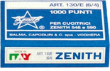 Punti 130-E - 6-4 - acciaio naturale - metallo - Zenith - conf. 1000 pezzi [multipack] 10 pezzi Cancelleria e prodotti per ufficio/Archivio ufficio e accessori per scrivania/Spillatrici e perforatrici/Graffette Eurocartuccia - Pavullo, Commerciovirtuoso.it