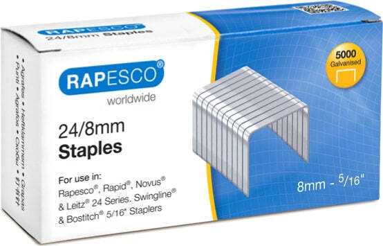 Punti in metallo - 24-8 - metallo - Rapesco - conf. 5000 pezzi Cancelleria e prodotti per ufficio/Archivio ufficio e accessori per scrivania/Spillatrici e perforatrici/Graffette Eurocartuccia - Pavullo, Commerciovirtuoso.it