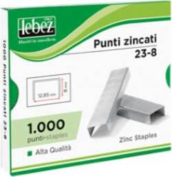 Punti KH - 23-8 - alti spessori - acciaio zincato - metallo - Lebez - conf. 1000 pezzi Cancelleria e prodotti per ufficio/Archivio ufficio e accessori per scrivania/Spillatrici e perforatrici/Graffette Eurocartuccia - Pavullo, Commerciovirtuoso.it