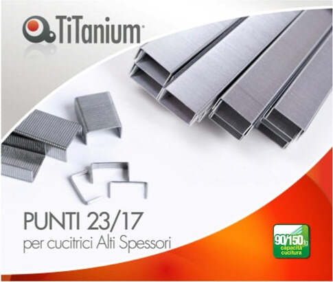 Punti metallici 23-17 - TiTanium - conf. 1000 pezzi [multipack] 10 pezzi Cancelleria e prodotti per ufficio/Archivio ufficio e accessori per scrivania/Spillatrici e perforatrici/Graffette Eurocartuccia - Pavullo, Commerciovirtuoso.it