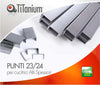 Punti metallici 23-24 - TiTanium - conf. 1000 pezzi [multipack] 10 pezzi Cancelleria e prodotti per ufficio/Archivio ufficio e accessori per scrivania/Spillatrici e perforatrici/Graffette Eurocartuccia - Pavullo, Commerciovirtuoso.it