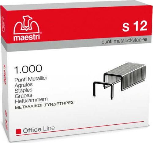 Punti S12 - 23-12 - acciaio - metallo - Romeo Maestri - conf. 1000 pezzi Cancelleria e prodotti per ufficio/Archivio ufficio e accessori per scrivania/Spillatrici e perforatrici/Graffette Eurocartuccia - Pavullo, Commerciovirtuoso.it