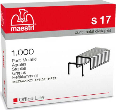 Punti S17 - 23-17 - acciaio - metallo - Romeo Maestri - conf. 1000 pezzi Cancelleria e prodotti per ufficio/Archivio ufficio e accessori per scrivania/Spillatrici e perforatrici/Graffette Eurocartuccia - Pavullo, Commerciovirtuoso.it