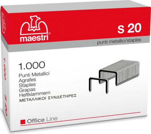 Punti S20 - 23-20 - acciaio - metallo - Romeo Maestri - conf. 1000 pezzi Cancelleria e prodotti per ufficio/Archivio ufficio e accessori per scrivania/Spillatrici e perforatrici/Graffette Eurocartuccia - Pavullo, Commerciovirtuoso.it
