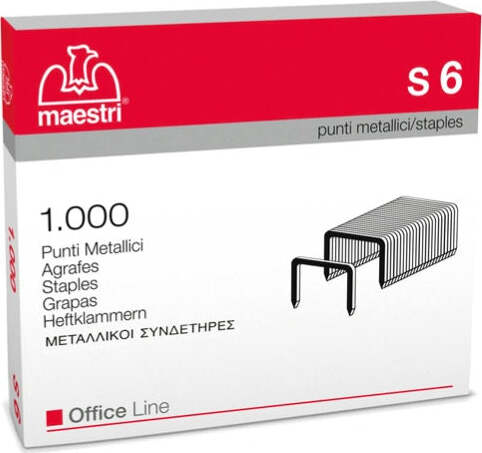 Punti S6 - 23-6 - acciaio - metallo - Romeo Maestri - conf. 1000 pezzi Cancelleria e prodotti per ufficio/Archivio ufficio e accessori per scrivania/Spillatrici e perforatrici/Graffette Eurocartuccia - Pavullo, Commerciovirtuoso.it