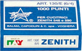 Punti Zenith 130-E S100 - 6-4 - acciaio naturale - metallo - Zenith - conf. 1000 pezzi [multipack] 100 pezzi Cancelleria e prodotti per ufficio/Archivio ufficio e accessori per scrivania/Spillatrici e perforatrici/Graffette Eurocartuccia - Pavullo, Commerciovirtuoso.it
